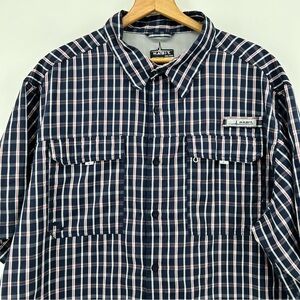 Habit Men's UPF 40+ UV Protection Short Sleeve Fishing Shirt Blue Plaid Size 2XL
